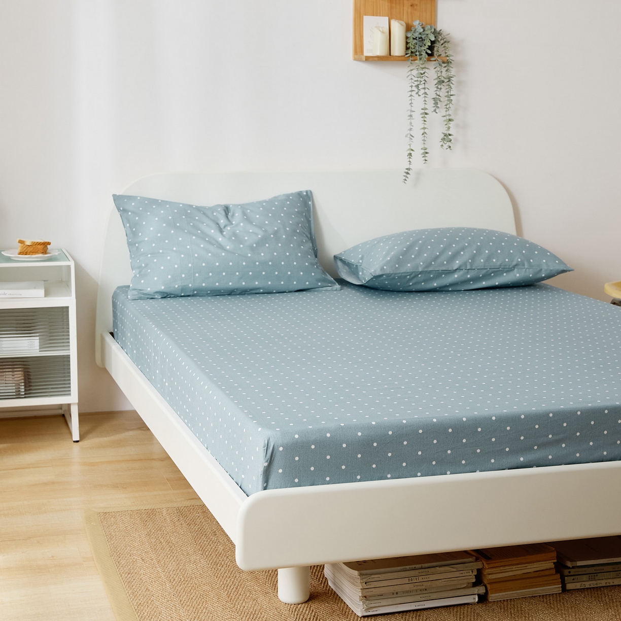 91家纺网 家纺一手货源 找家纺 EH家居 2025新款全棉小清新印花单床笠-织光系列 木兰波点