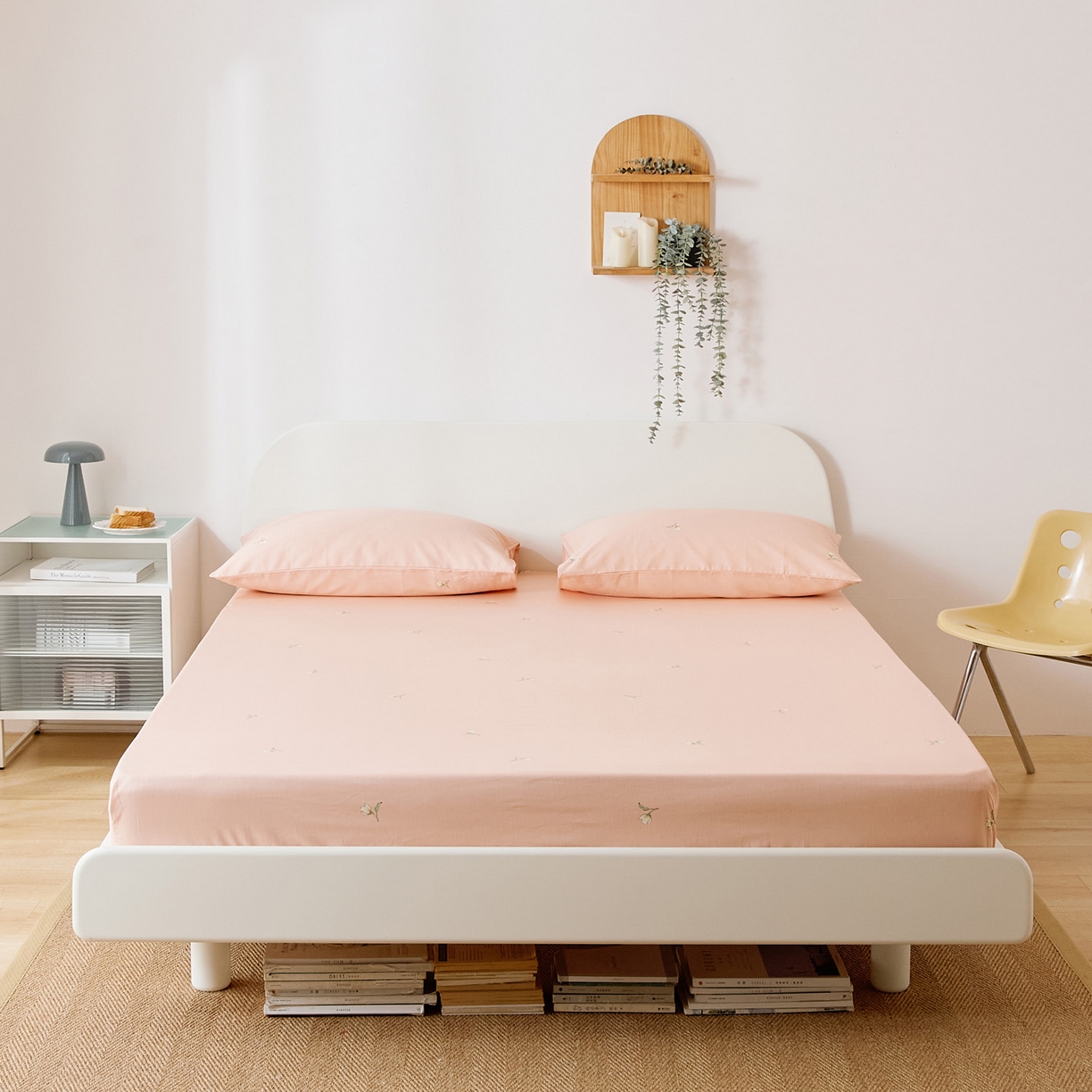 EH家居 2025新款全棉小清新印花单床笠-织光系列 粉玉兰