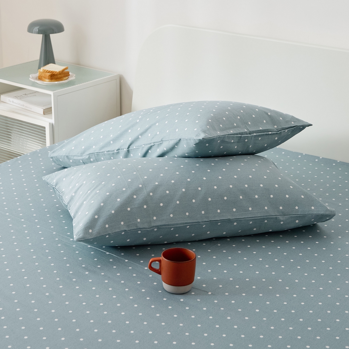 91家纺网 家纺一手货源 找家纺 EH家居 2025新款全棉小清新印花单枕套-织光系列 木兰波点