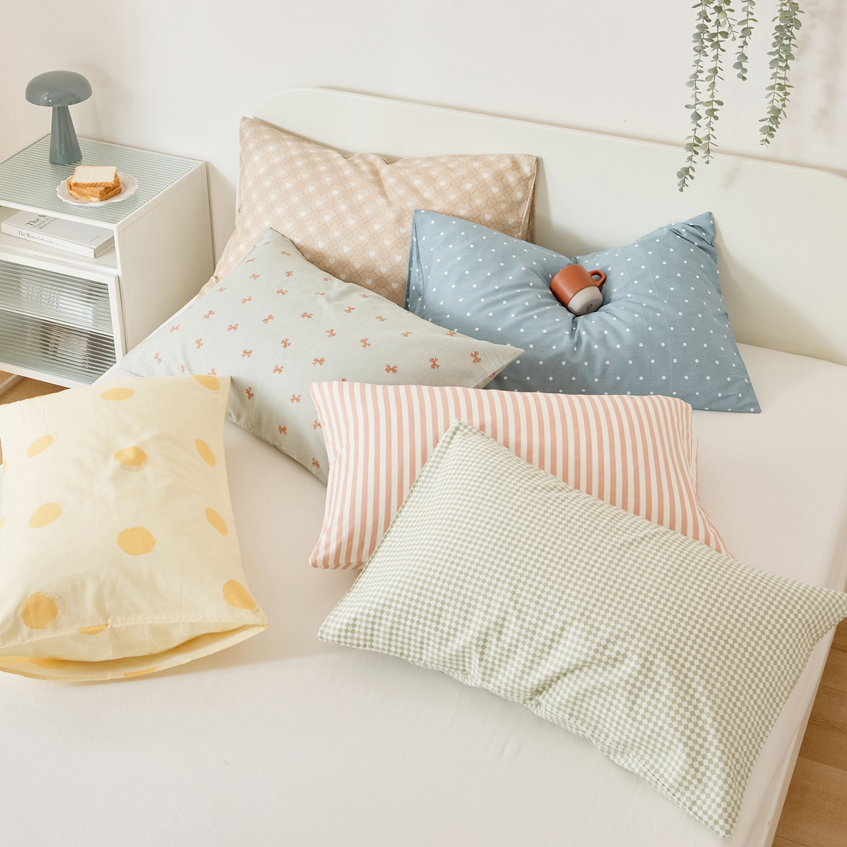 91家纺网 家纺一手货源 找家纺 EH家居 2025新款全棉小清新印花单枕套-织光系列 组合图仅供展示