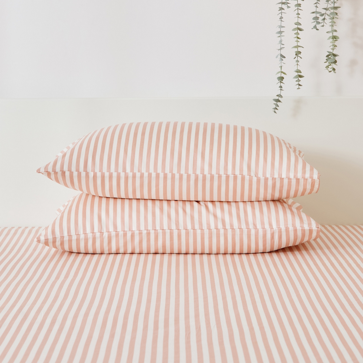 EH家居 2025新款全棉小清新印花单枕套-织光系列 微糖条纹