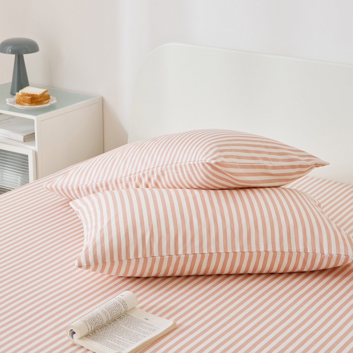 91家纺网 家纺一手货源 找家纺 EH家居 2025新款全棉小清新印花单枕套-织光系列 微糖条纹