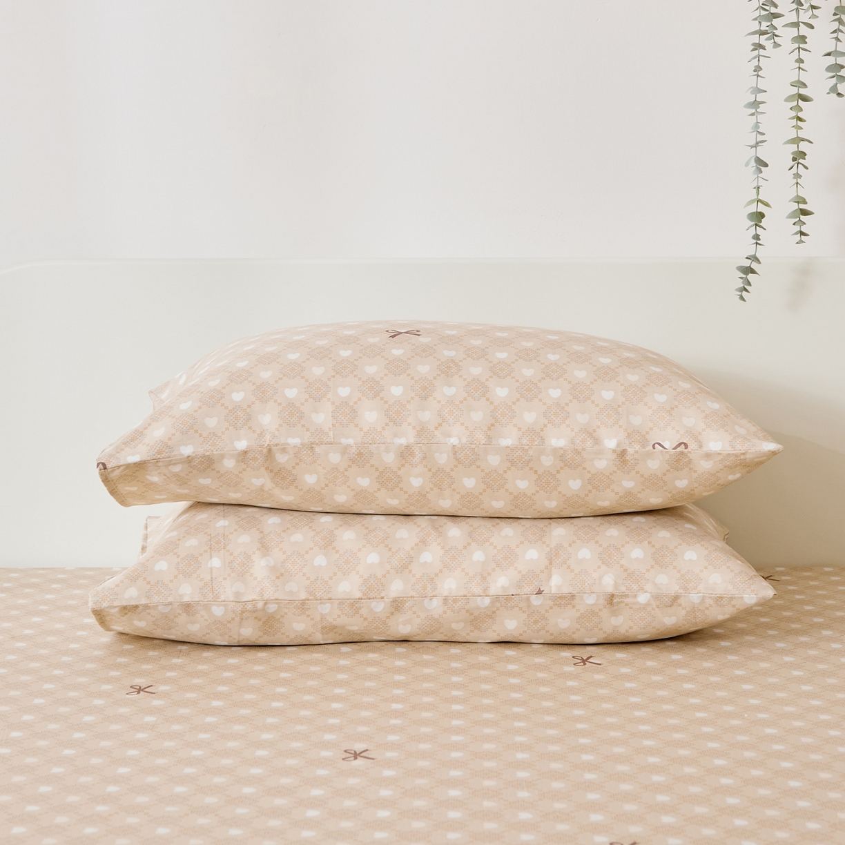 EH家居 2025新款全棉小清新印花单枕套-织光系列 甜心结