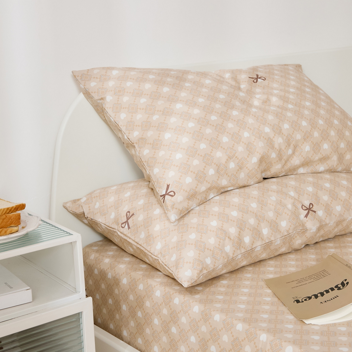 91家纺网 家纺一手货源 找家纺 EH家居 2025新款全棉小清新印花单枕套-织光系列 甜心结