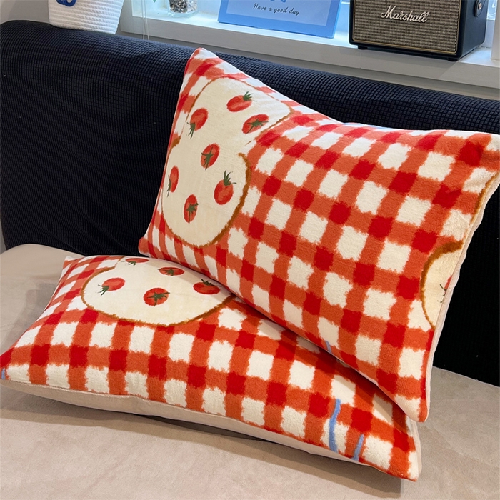 91家纺网 家纺一手货源 找家纺 佰亿莱 2025直播新款印花小清新法莱绒牛奶绒四件套番茄熊