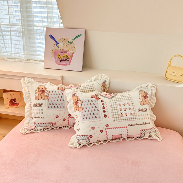 91家纺网 家纺一手货源 找家纺 懒猫家纺 2025新款韩版牛奶绒四件套 魔法甜品