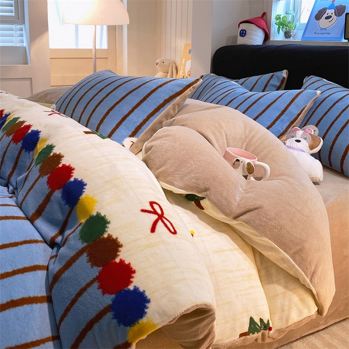 佰亿莱 2025直播新款印花小清新法莱绒牛奶绒四件套梦幻森林