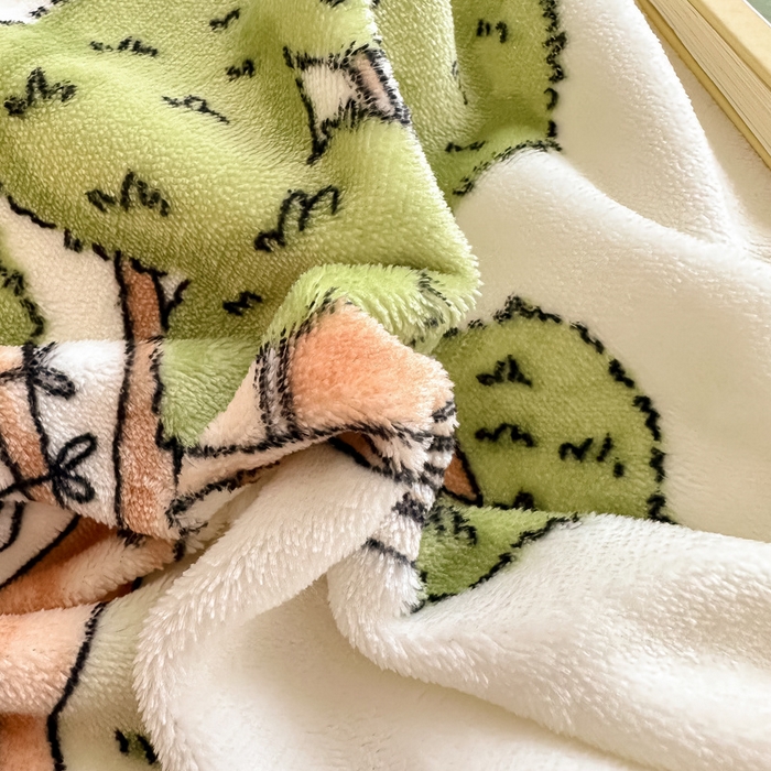 91家纺网 家纺一手货源 找家纺 懒猫家纺 2025新款韩版牛奶绒四件套 森林树屋