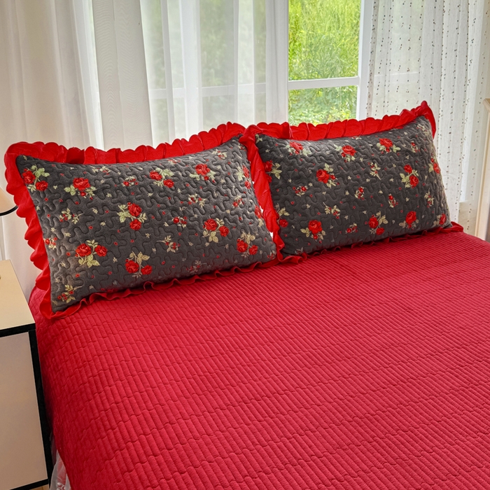 91家纺网 家纺一手货源 找家纺 艺慕家纺 2025新款时尚印花牛奶绒床盖四件套绯花灰韵