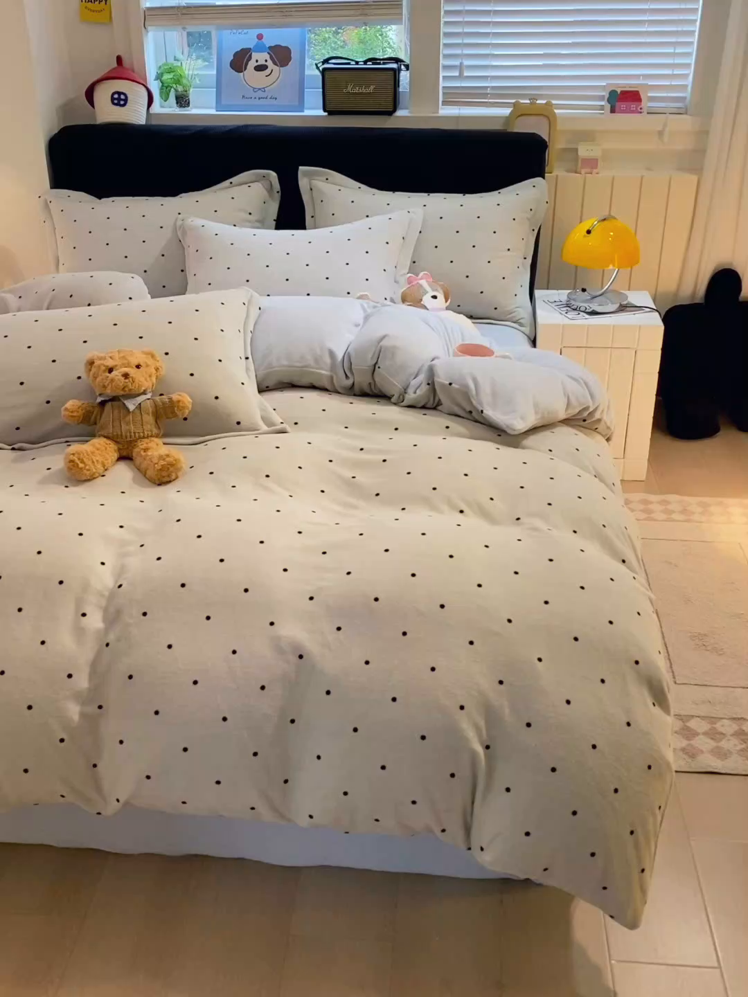 91家纺网 家纺一手货源 找家纺 佰亿莱 2025直播新款印花小清新法莱绒牛奶绒四件套可可蓝