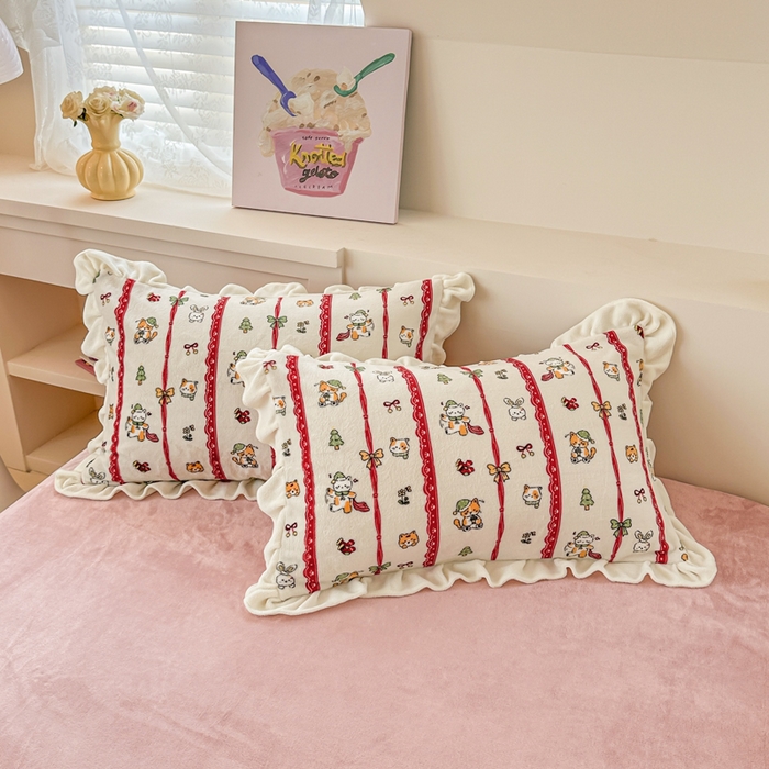 91家纺网 家纺一手货源 找家纺 懒猫家纺 2025新款韩版牛奶绒四件套 甜蜜晚安