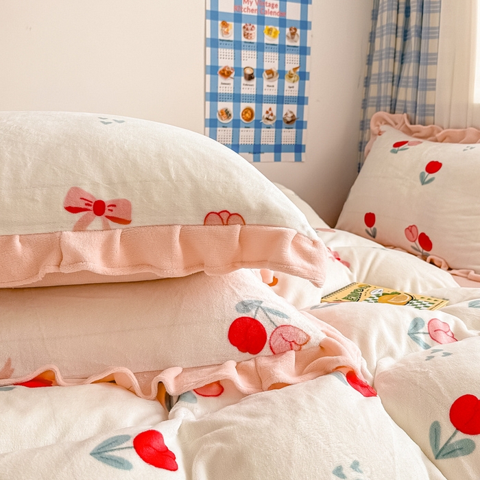 91家纺网 家纺一手货源 找家纺 懒猫家纺 2025新款韩版牛奶绒四件套 郁金香