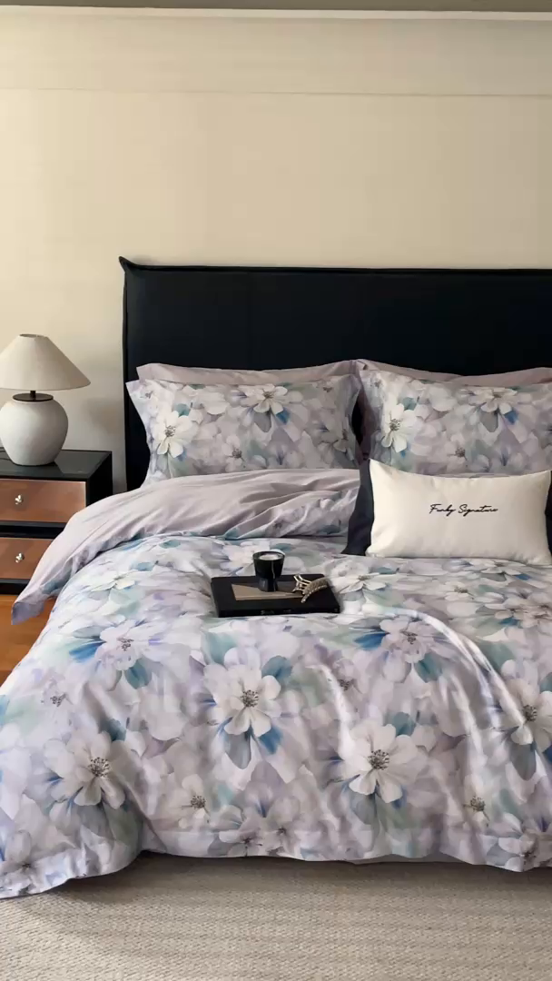 91家纺网 家纺一手货源 找家纺 黛舒家居 2025新款天丝棉磨毛花卉四件套 富郁花开