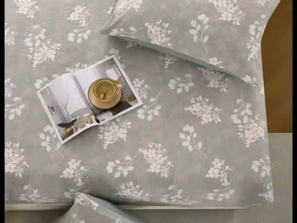 91家纺网 家纺一手货源 找家纺 卢赛尔 2025新款高克重皱皱复古原麻单床笠床笠三件套 清菡绿