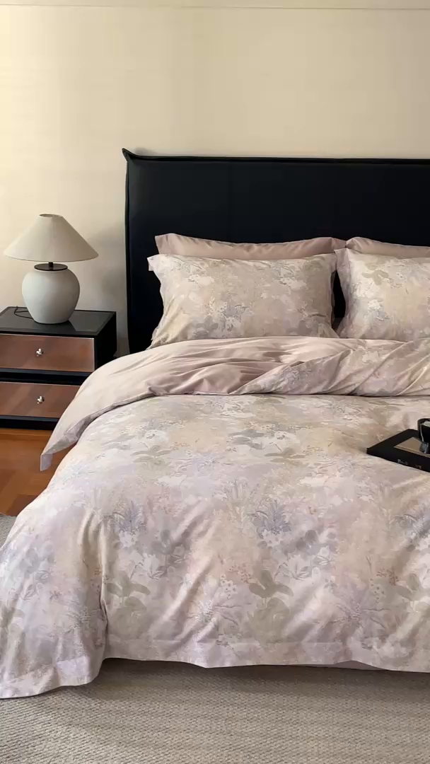 91家纺网 家纺一手货源 找家纺 黛舒家居 2025新款天丝棉磨毛花卉四件套 蝶恋花