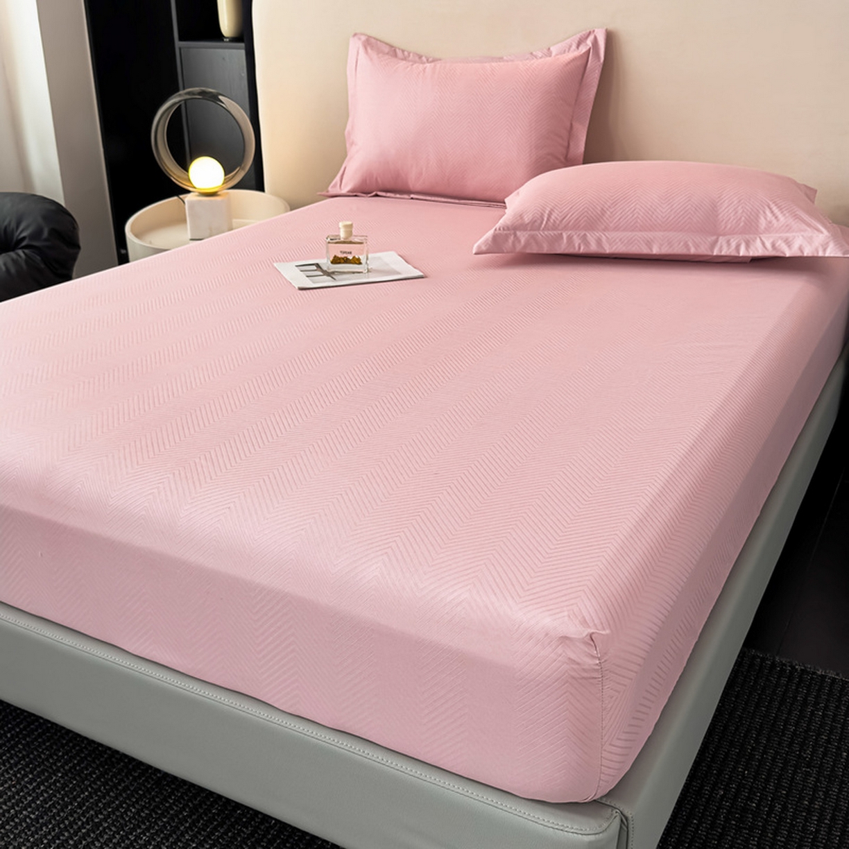 91家纺网 家纺一手货源 找家纺 露梦家纺 2025外贸内销跨境电商亚马逊速卖通磨毛单床笠三件套欧美尺寸多多跨境平台TEMU SHEIN笠高30 波纹-深粉