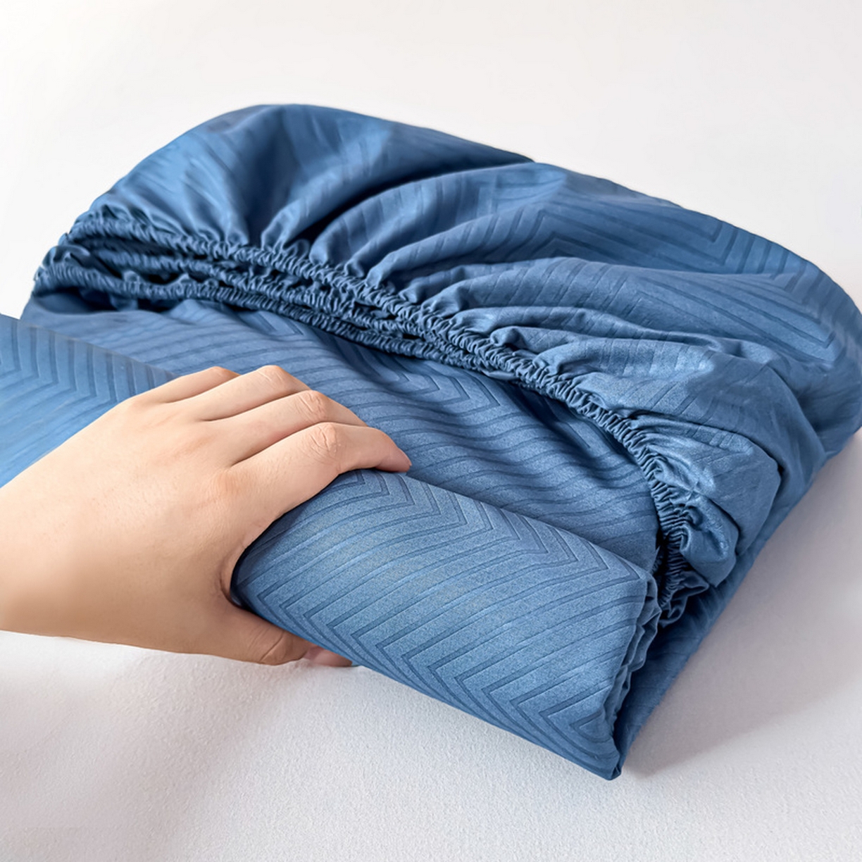 91家纺网 家纺一手货源 找家纺 露梦家纺 2025外贸内销跨境电商亚马逊速卖通磨毛单床笠三件套欧美尺寸多多跨境平台TEMU SHEIN笠高30 波纹-冰蓝