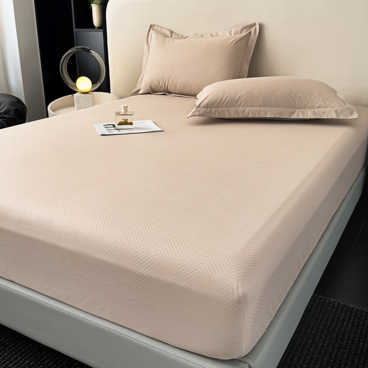 91家纺网 家纺一手货源 找家纺 露梦家纺 2025外贸内销跨境电商亚马逊速卖通磨毛单床笠三件套欧美尺寸多多跨境平台TEMU SHEIN笠高30 波纹-卡其