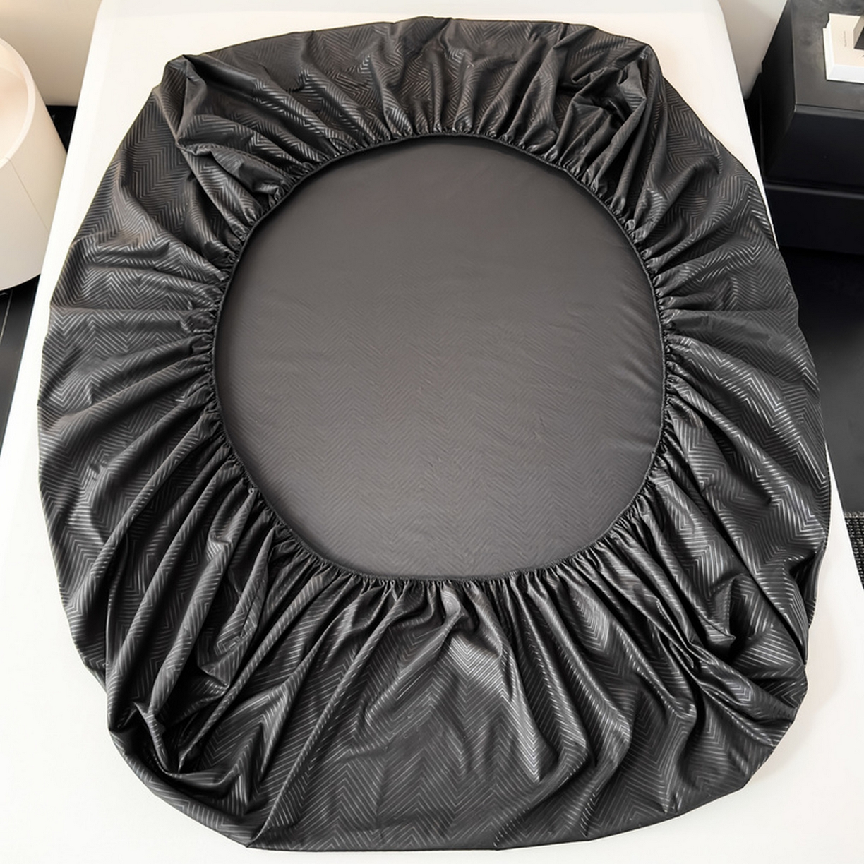 91家纺网 家纺一手货源 找家纺 露梦家纺 2025外贸内销跨境电商亚马逊速卖通磨毛单床笠三件套欧美尺寸多多跨境平台TEMU SHEIN笠高30 波纹-黑色