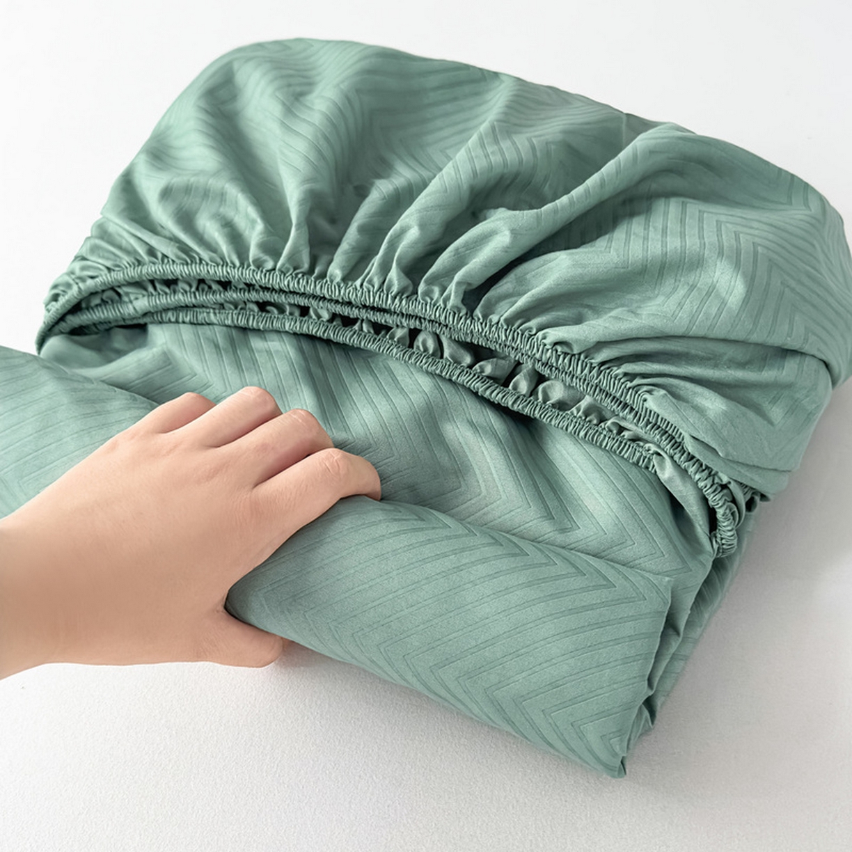 91家纺网 家纺一手货源 找家纺 露梦家纺 2025外贸内销跨境电商亚马逊速卖通磨毛单床笠三件套欧美尺寸多多跨境平台TEMU SHEIN笠高30 波纹-松绿