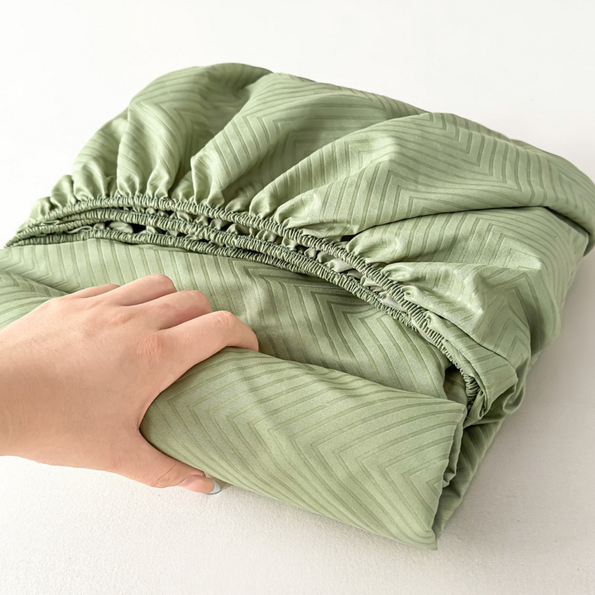 91家纺网 家纺一手货源 找家纺 露梦家纺 2025外贸内销跨境电商亚马逊速卖通磨毛单床笠三件套欧美尺寸多多跨境平台TEMU SHEIN笠高30 波纹-豆绿