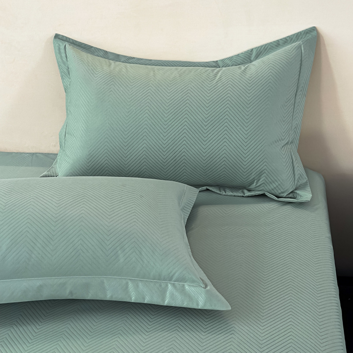 91家纺网 家纺一手货源 找家纺 露梦家纺 2025外贸内销跨境电商亚马逊速卖通磨毛单床笠三件套欧美尺寸多多跨境平台TEMU SHEIN笠高30 波纹-松绿