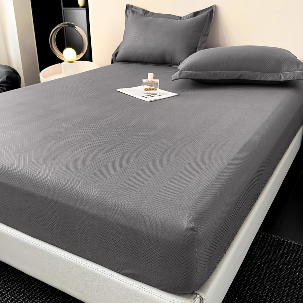 91家纺网 家纺一手货源 找家纺 露梦家纺 2025外贸内销跨境电商亚马逊速卖通磨毛单床笠三件套欧美尺寸多多跨境平台TEMU SHEIN笠高30 波纹-深灰