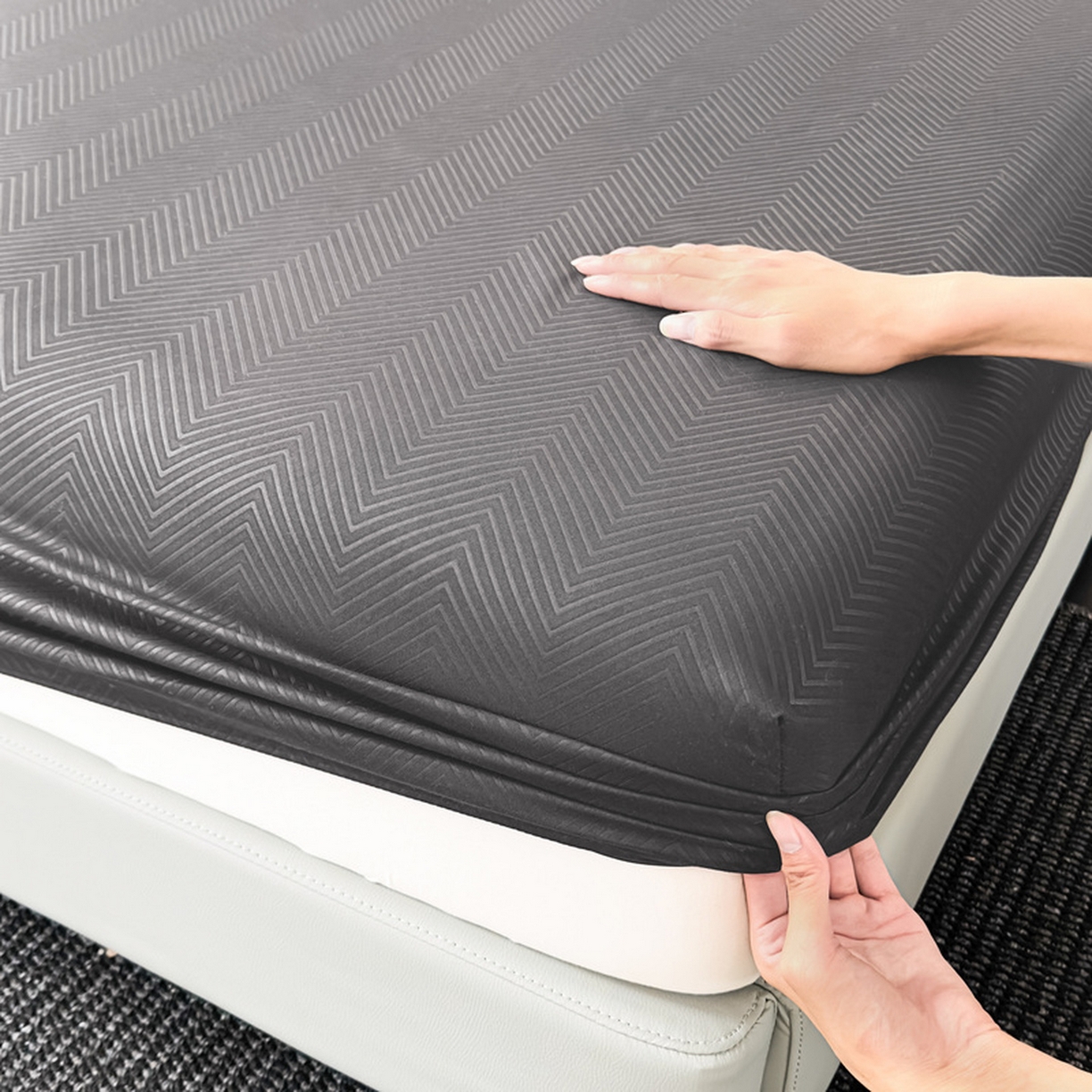 91家纺网 家纺一手货源 找家纺 露梦家纺 2025外贸内销跨境电商亚马逊速卖通磨毛单床笠三件套欧美尺寸多多跨境平台TEMU SHEIN笠高30 波纹-深灰