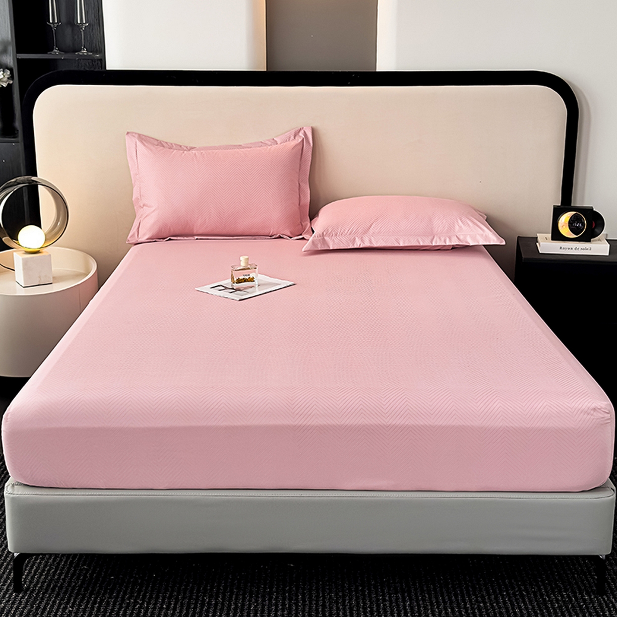 91家纺网 家纺一手货源 找家纺 露梦家纺 2025外贸内销跨境电商亚马逊速卖通磨毛单床笠三件套欧美尺寸多多跨境平台TEMU SHEIN笠高30 波纹-深粉