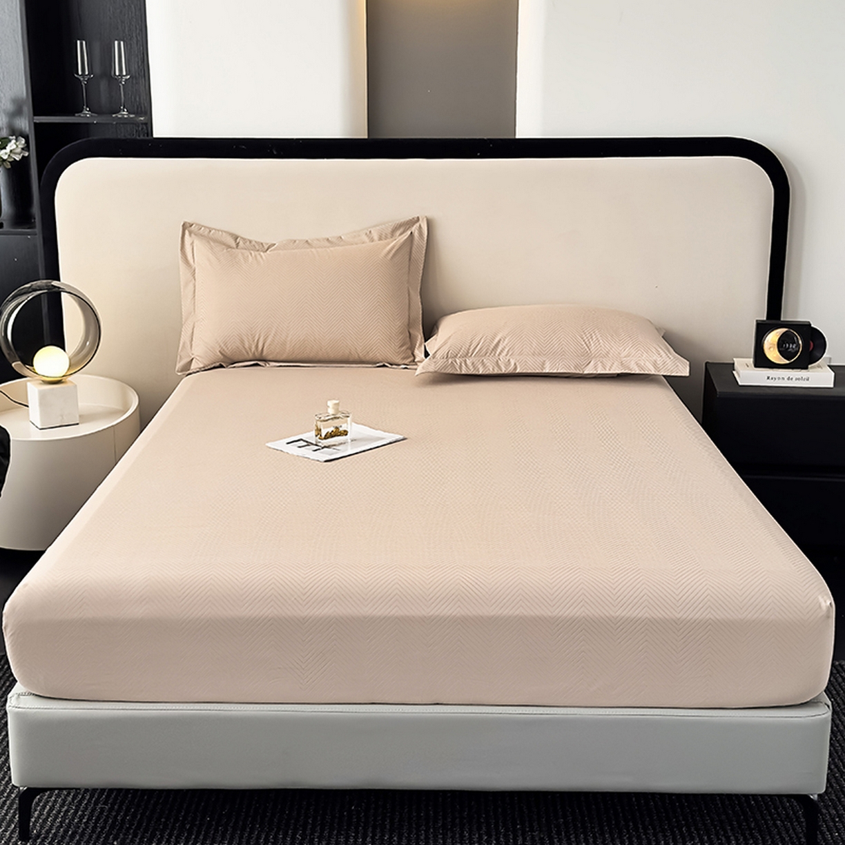 91家纺网 家纺一手货源 找家纺 露梦家纺 2025外贸内销跨境电商亚马逊速卖通磨毛单床笠三件套欧美尺寸多多跨境平台TEMU SHEIN笠高30 波纹-卡其