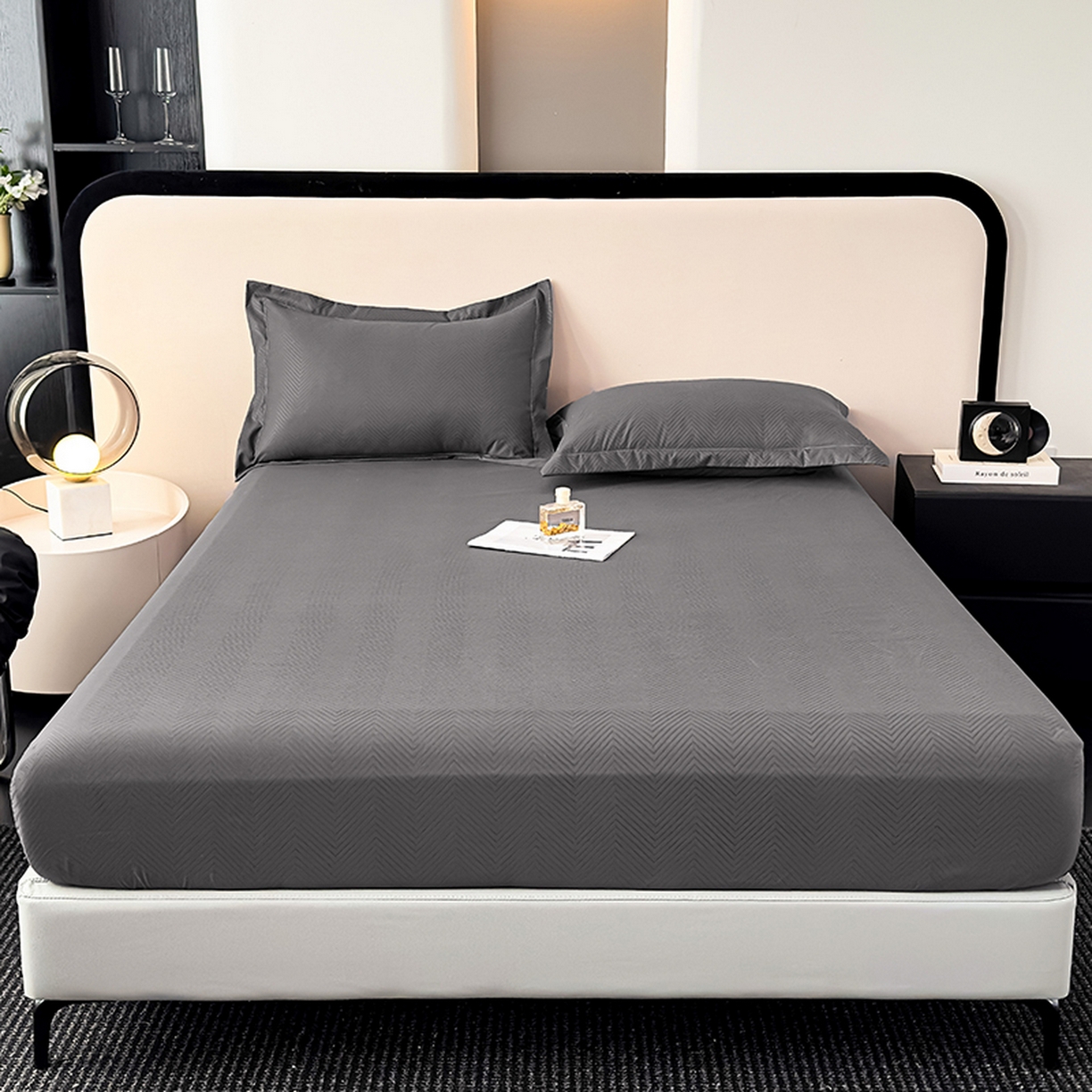 91家纺网 家纺一手货源 找家纺 露梦家纺 2025外贸内销跨境电商亚马逊速卖通磨毛单床笠三件套欧美尺寸多多跨境平台TEMU SHEIN笠高30 波纹-深灰