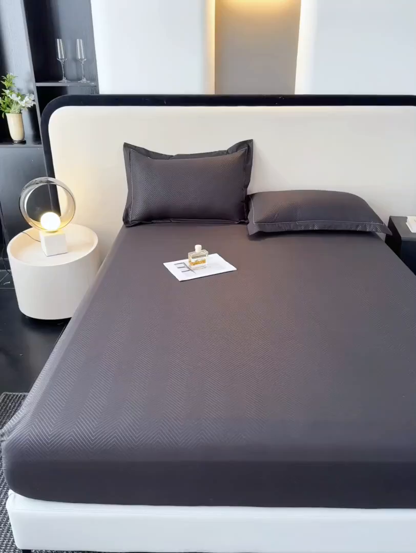 91家纺网 家纺一手货源 找家纺 露梦家纺 2025外贸内销跨境电商亚马逊速卖通磨毛单床笠三件套欧美尺寸多多跨境平台TEMU SHEIN笠高30 波纹-黑色