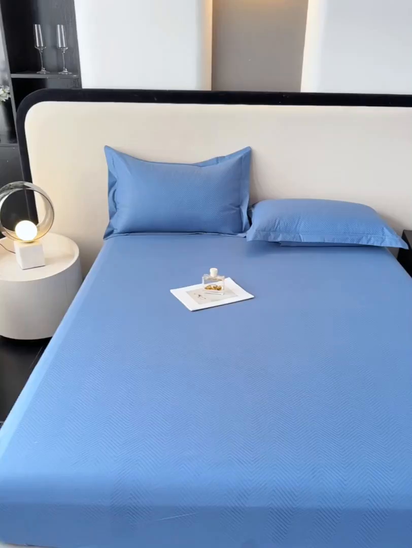 91家纺网 家纺一手货源 找家纺 露梦家纺 2025外贸内销跨境电商亚马逊速卖通磨毛单床笠三件套欧美尺寸多多跨境平台TEMU SHEIN笠高30 波纹-冰蓝