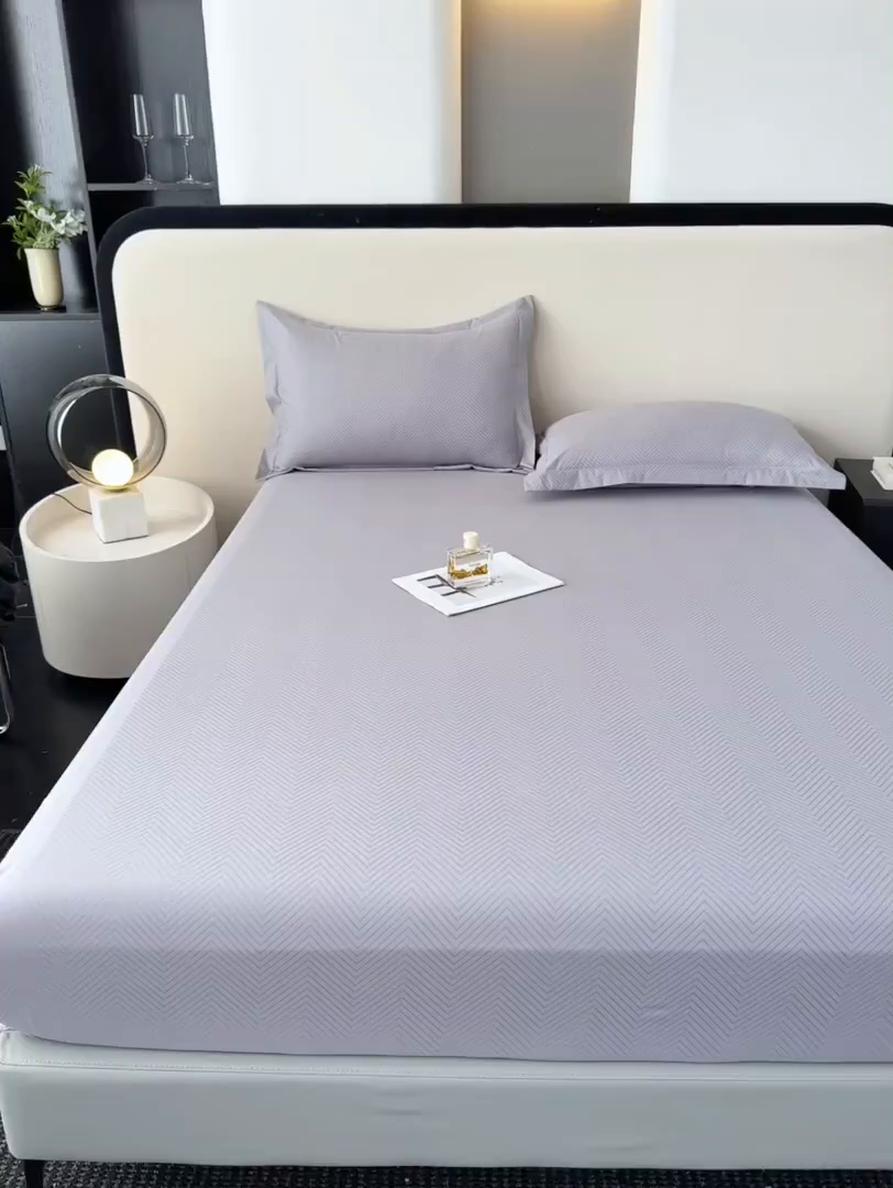 91家纺网 家纺一手货源 找家纺 露梦家纺 2025外贸内销跨境电商亚马逊速卖通磨毛单床笠三件套欧美尺寸多多跨境平台TEMU SHEIN笠高30 波纹-浅灰