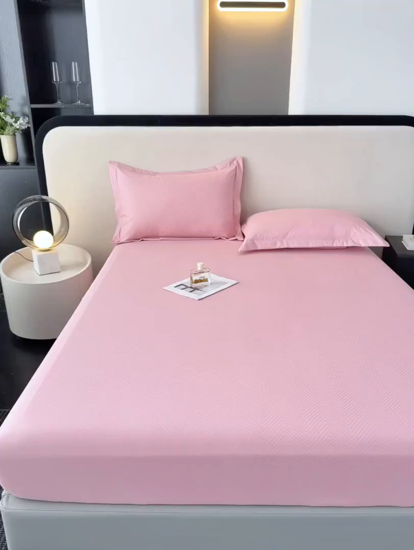 91家纺网 家纺一手货源 找家纺 露梦家纺 2025外贸内销跨境电商亚马逊速卖通磨毛单床笠三件套欧美尺寸多多跨境平台TEMU SHEIN笠高30 波纹-深粉