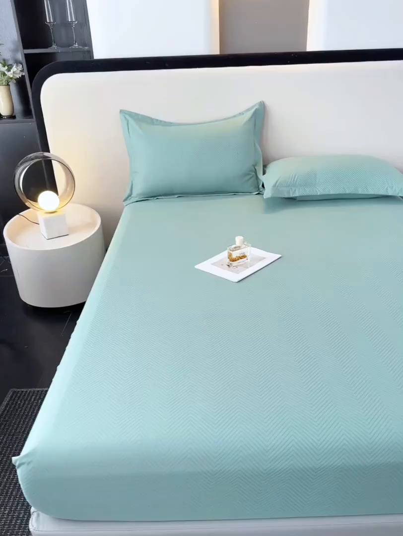 91家纺网 家纺一手货源 找家纺 露梦家纺 2025外贸内销跨境电商亚马逊速卖通磨毛单床笠三件套欧美尺寸多多跨境平台TEMU SHEIN笠高30 波纹-松绿