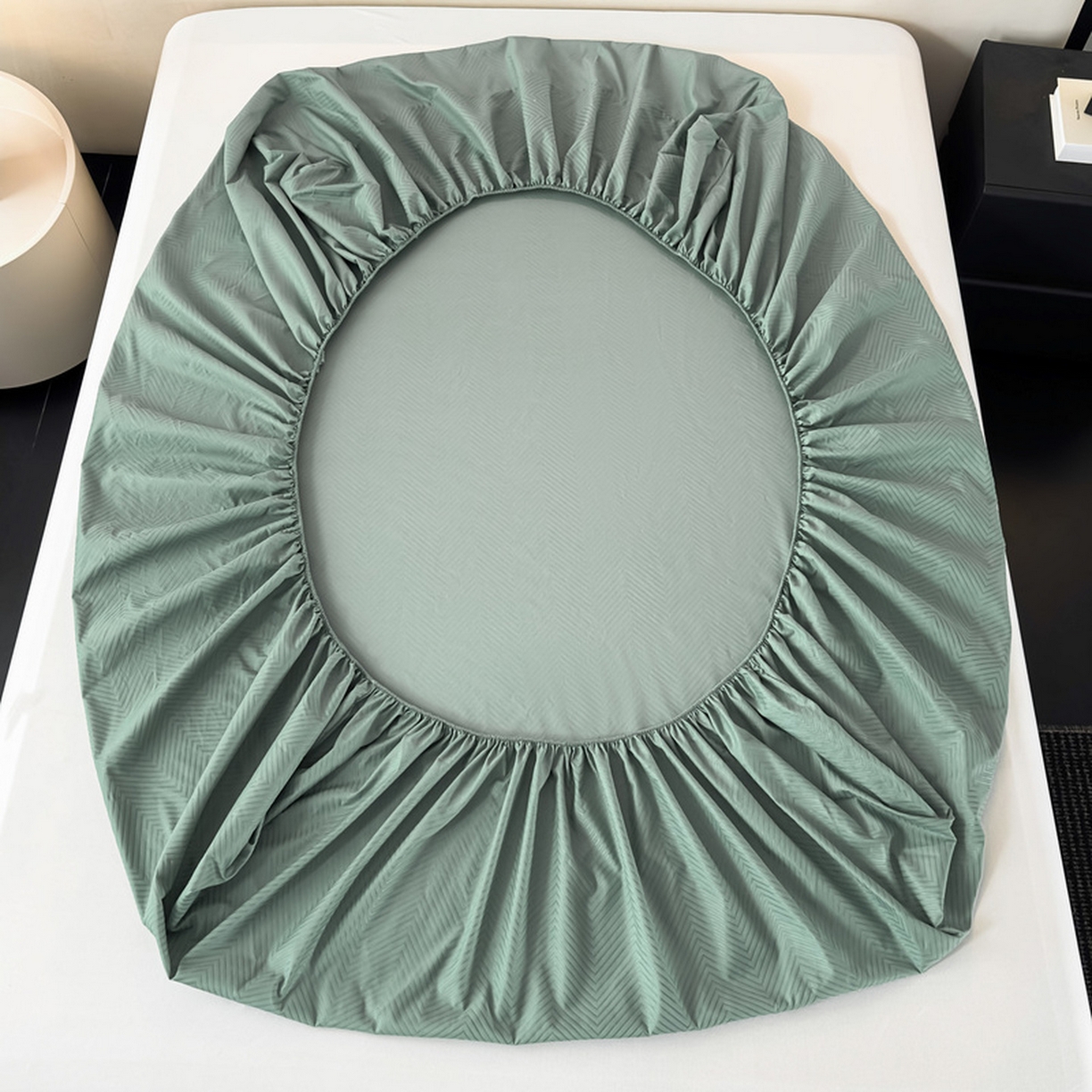 91家纺网 家纺一手货源 找家纺 露梦家纺 2025外贸内销跨境电商亚马逊速卖通磨毛单床笠三件套欧美尺寸多多跨境平台TEMU SHEIN笠高30 波纹-松绿