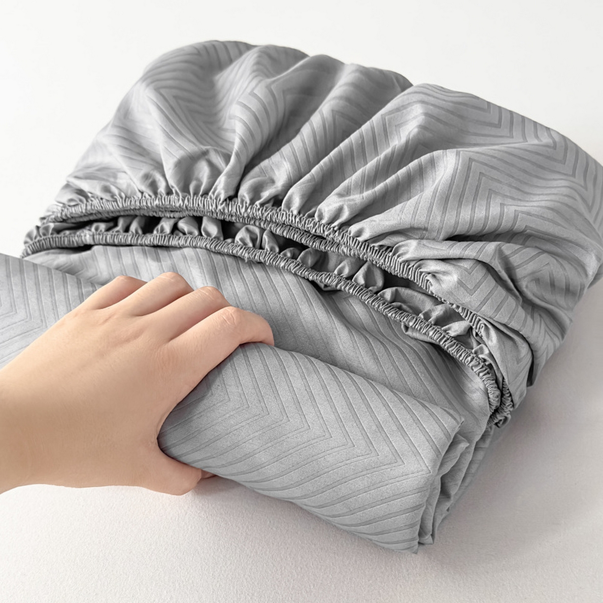 91家纺网 家纺一手货源 找家纺 露梦家纺 2025外贸内销跨境电商亚马逊速卖通磨毛单床笠三件套欧美尺寸多多跨境平台TEMU SHEIN笠高30 波纹-浅灰