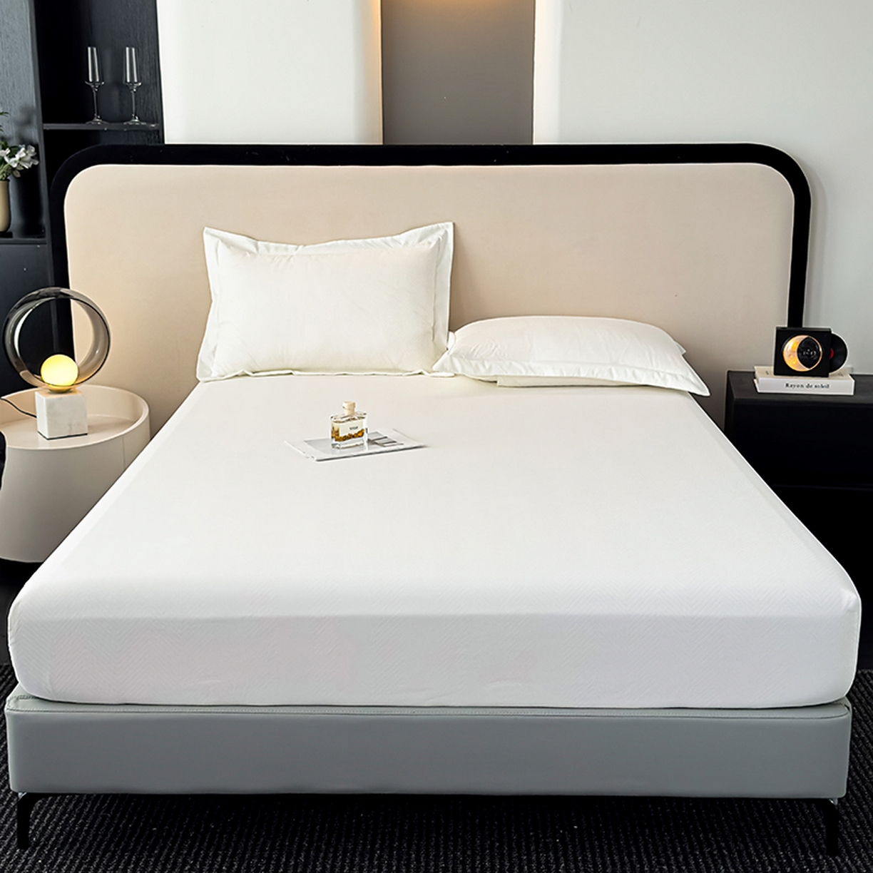 91家纺网 家纺一手货源 找家纺 露梦家纺 2025外贸内销跨境电商亚马逊速卖通磨毛单床笠三件套欧美尺寸多多跨境平台TEMU SHEIN笠高30 波纹-本白