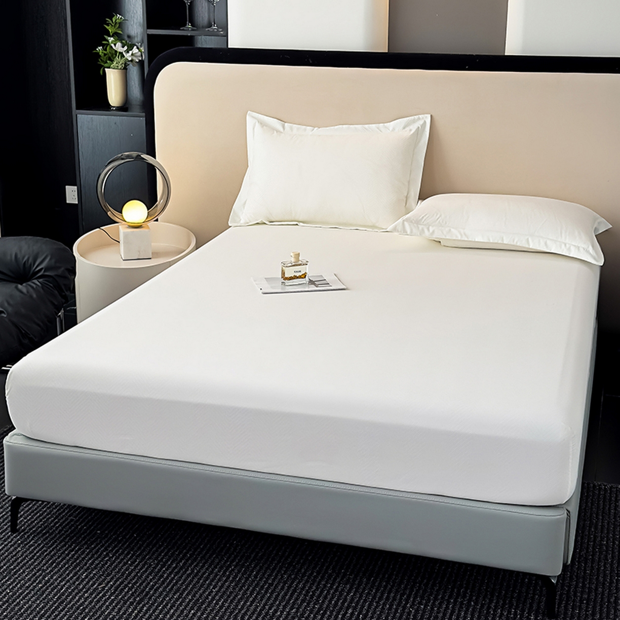 91家纺网 家纺一手货源 找家纺 露梦家纺 2025外贸内销跨境电商亚马逊速卖通磨毛单床笠三件套欧美尺寸多多跨境平台TEMU SHEIN笠高30 波纹-本白