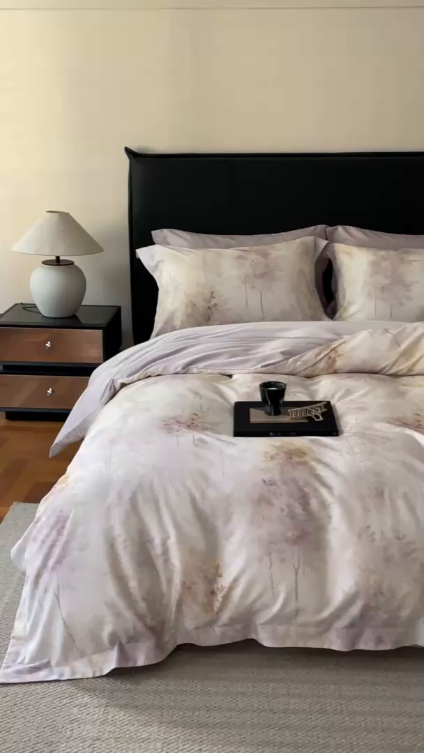 91家纺网 家纺一手货源 找家纺 黛舒家居 2025新款天丝棉磨毛花卉四件套 璞野花庭