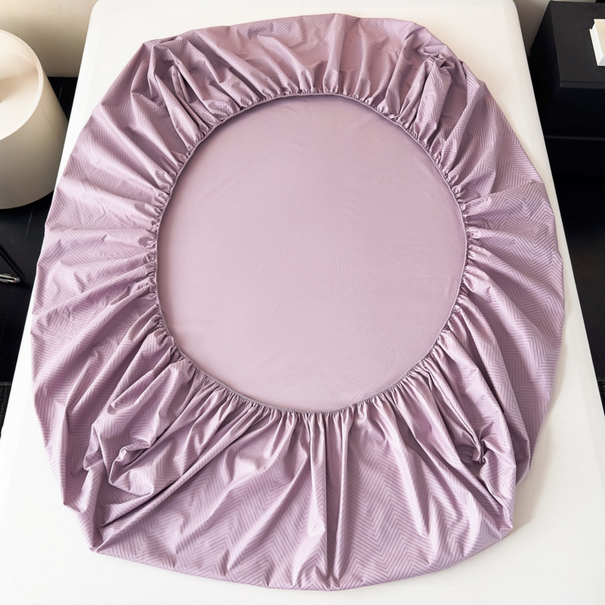 91家纺网 家纺一手货源 找家纺 露梦家纺 2025外贸内销跨境电商亚马逊速卖通磨毛单床笠三件套欧美尺寸多多跨境平台TEMU SHEIN笠高30 波纹-紫色