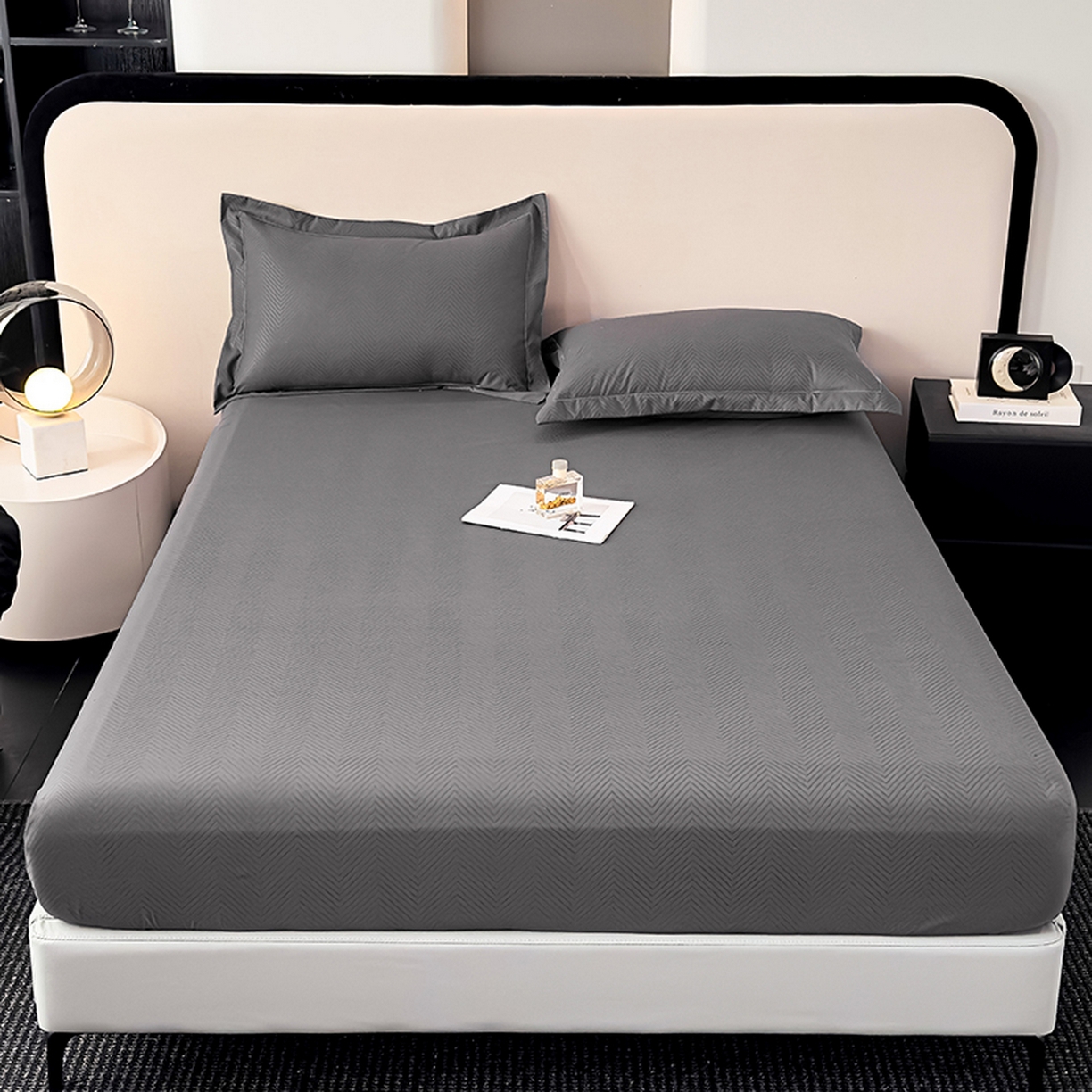 91家纺网 家纺一手货源 找家纺 露梦家纺 2025外贸内销跨境电商亚马逊速卖通磨毛单床笠三件套欧美尺寸多多跨境平台TEMU SHEIN笠高30 波纹-深灰