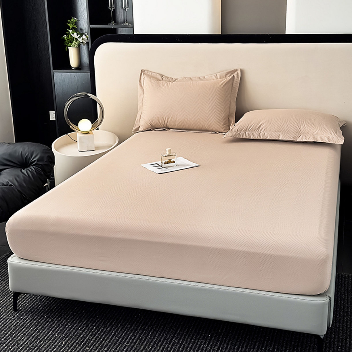 91家纺网 家纺一手货源 找家纺 露梦家纺 2025外贸内销跨境电商亚马逊速卖通磨毛单床笠三件套欧美尺寸多多跨境平台TEMU SHEIN笠高30 波纹-卡其