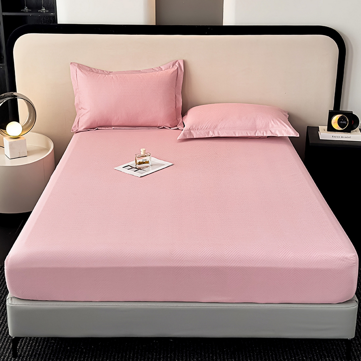 91家纺网 家纺一手货源 找家纺 露梦家纺 2025外贸内销跨境电商亚马逊速卖通磨毛单床笠三件套欧美尺寸多多跨境平台TEMU SHEIN笠高30 波纹-深粉