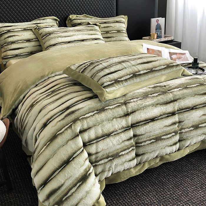 91家纺网 家纺一手货源 找家纺 （总）懒猫家纺 2025新款兔毛绒拼角四件套-赫拉