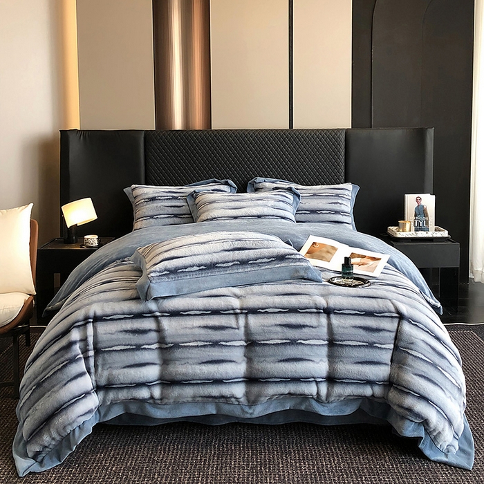 91家纺网 家纺一手货源 找家纺 （总）懒猫家纺 2025新款兔毛绒拼角四件套-赫拉