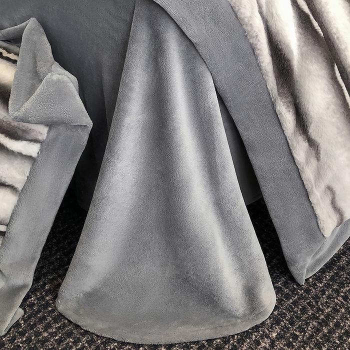 91家纺网 家纺一手货源 找家纺 懒猫家纺 2025新款兔毛绒拼角四件套-赫拉 赫拉-梧桐灰