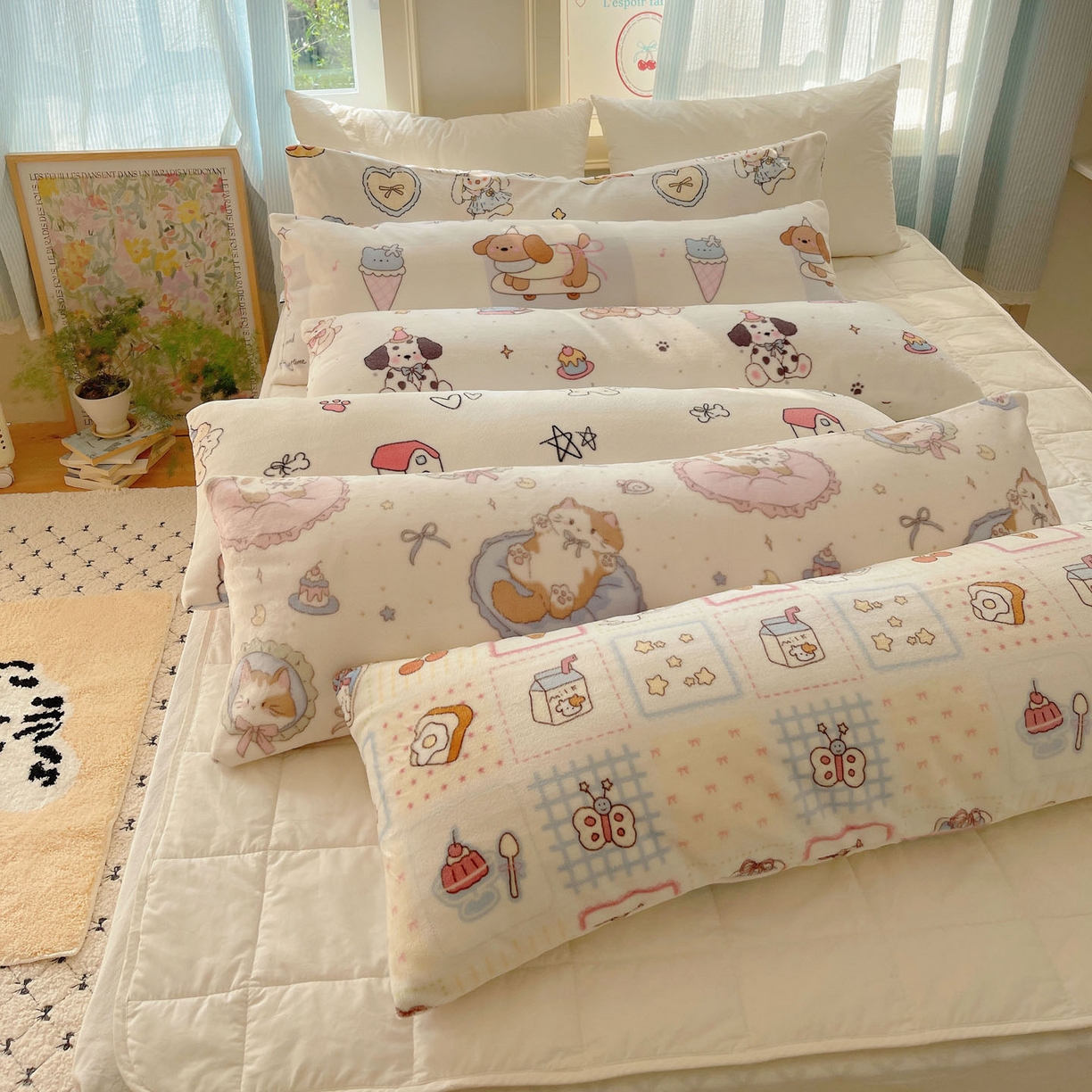 91家纺网 家纺一手货源 找家纺 （总）六巷胡同 2025新款INS博主可爱风A类200g牛奶绒长条大抱枕