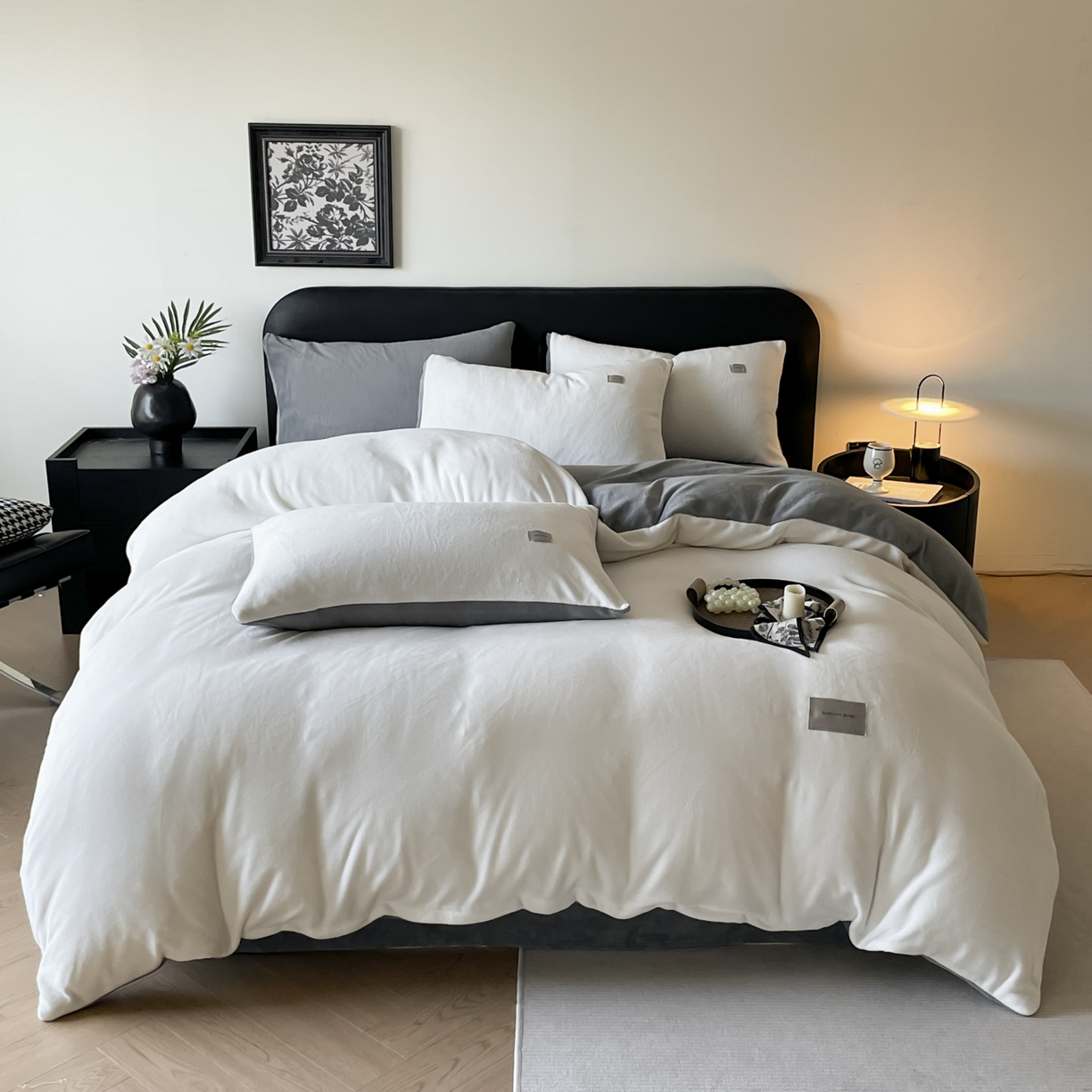 91家纺网 家纺一手货源 找家纺 （总）ab家纺 2025新款纯色高克重牛奶绒双拼单被套